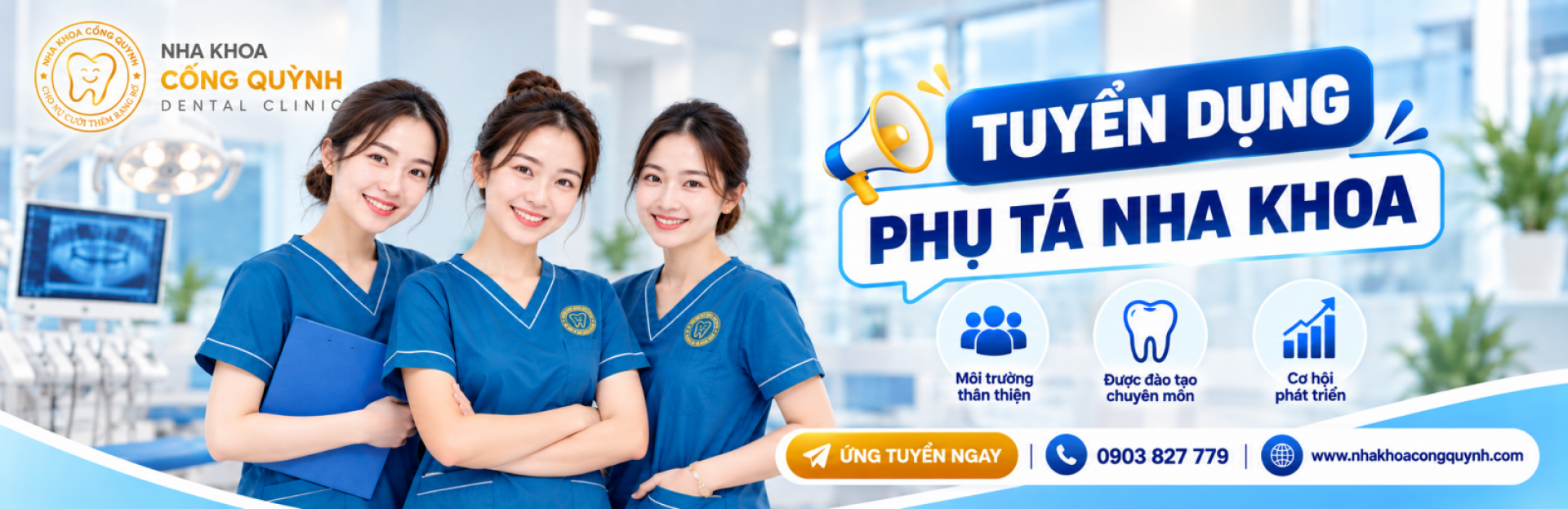 TUYỂN DỤNG 03 PHỤ TÁ NHA KHOA – THU NHẬP HẤP DẪN