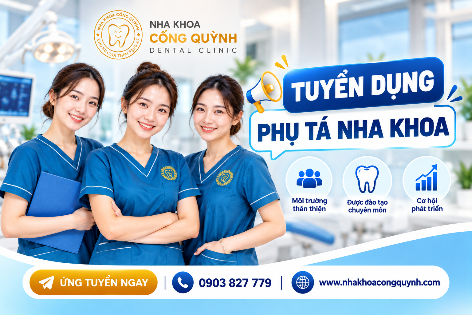 TUYỂN DỤNG 03 PHỤ TÁ NHA KHOA